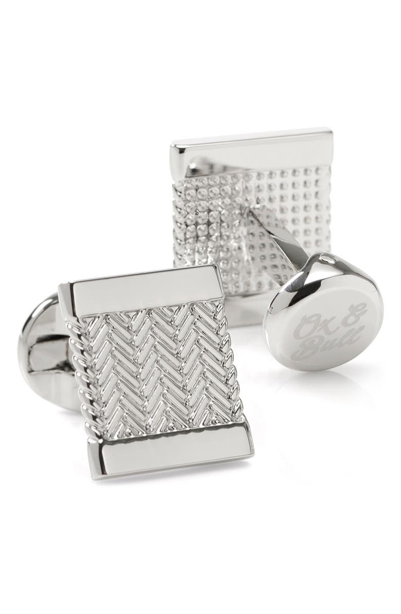 Cufflinks, Inc. Herringbone Cuff Links, Alternate, color, Silver