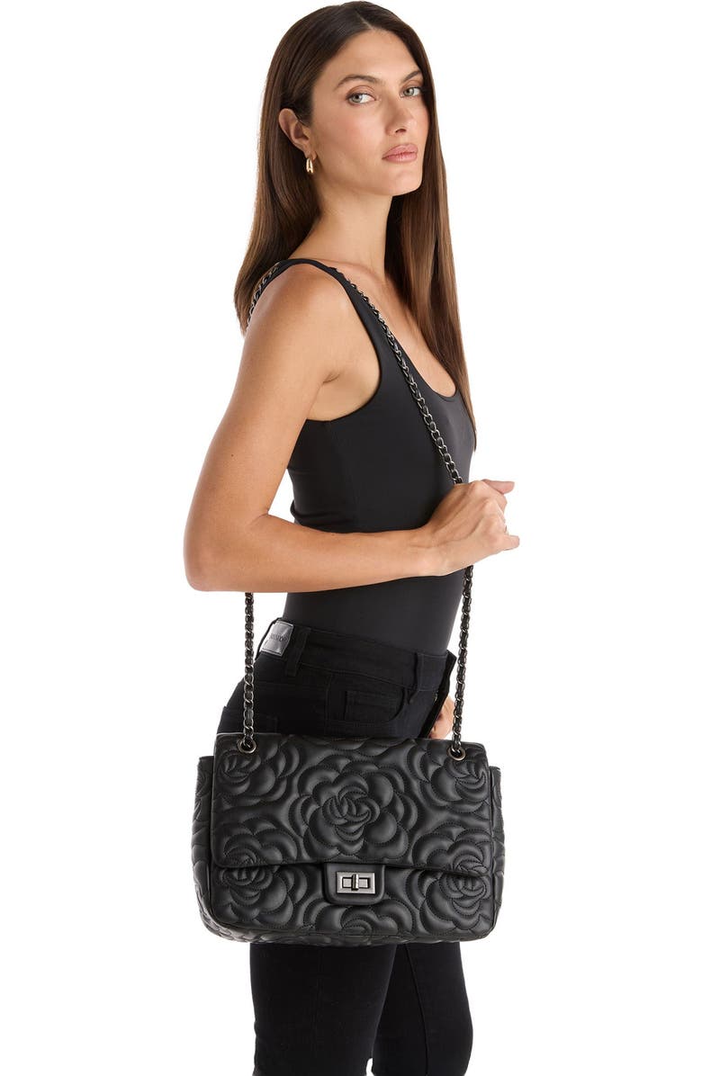 The Noli Shop Alessia Rose Embossed Leather Bag, Alternate, color, Black