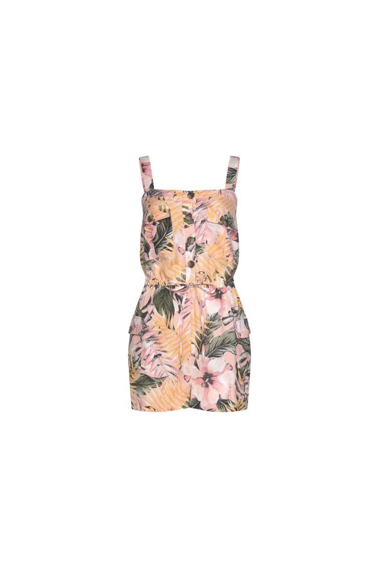 Patterned Button Detail Romper, Alternate, color, Multi Print