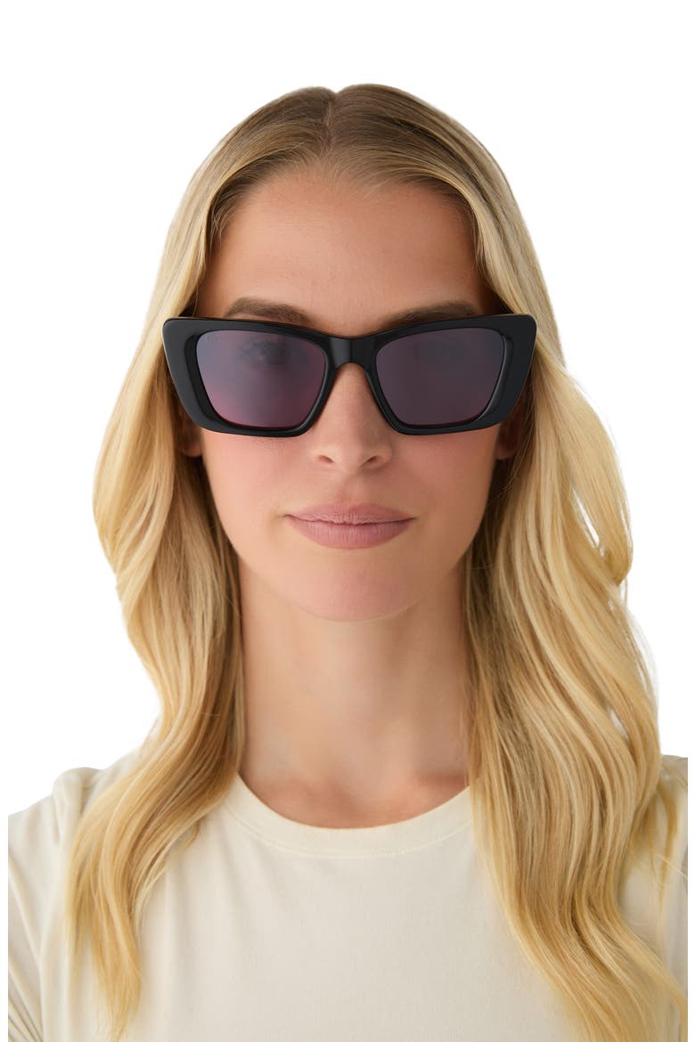 Aura 51mm Polarized Cat Eye Sunglasses, Alternate, color, AUBERGINE WITH SILVER FLASH
