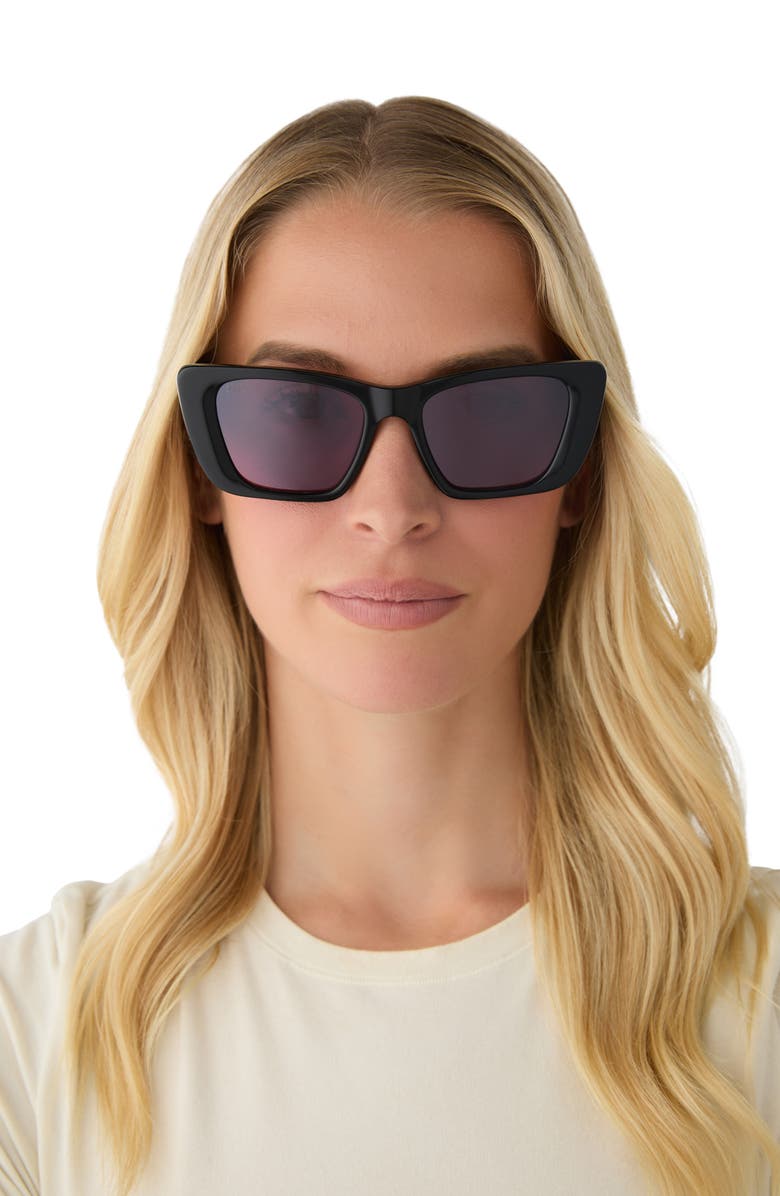DIFF Aura 51mm Polarized Cat Eye Sunglasses, Alternate, color, Aubergine With Silver Flash
