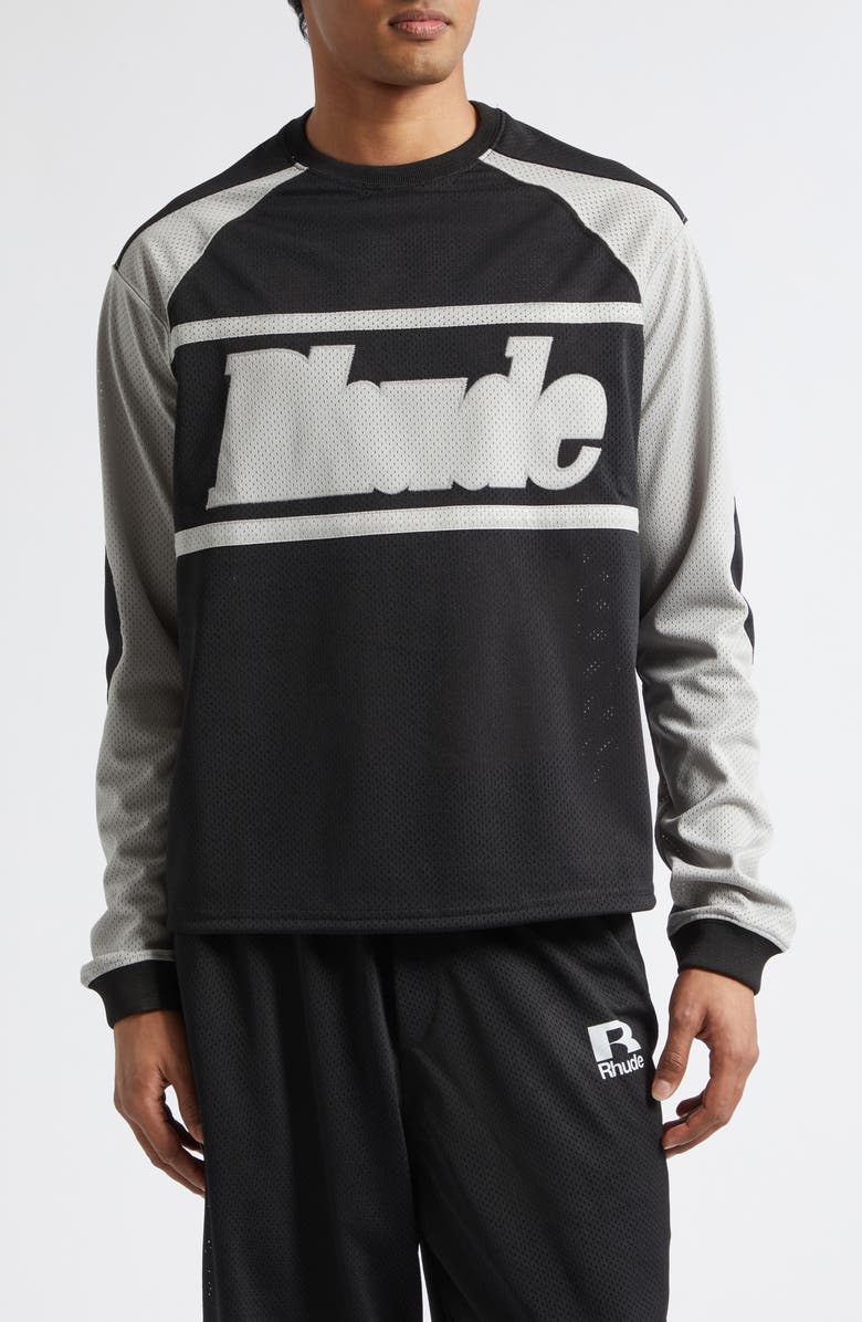 Rhude Moto Mesh Shirt, Main, color, Black / Grey