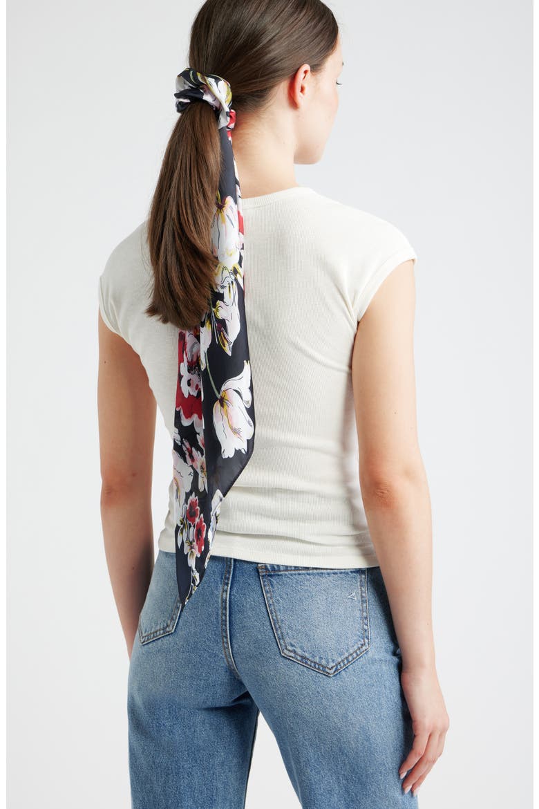 SCRUNCHIE HAIR SCARF SET, Alternate, color, FUSCIA- NAVY COMBO