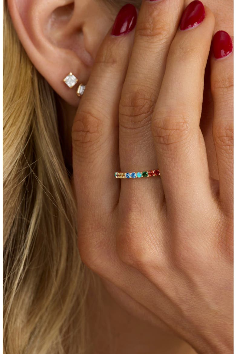 The Baby Heiress Rainbow Cubic Zirconia Band Ring, Alternate, color, GOLD-RAINBOW