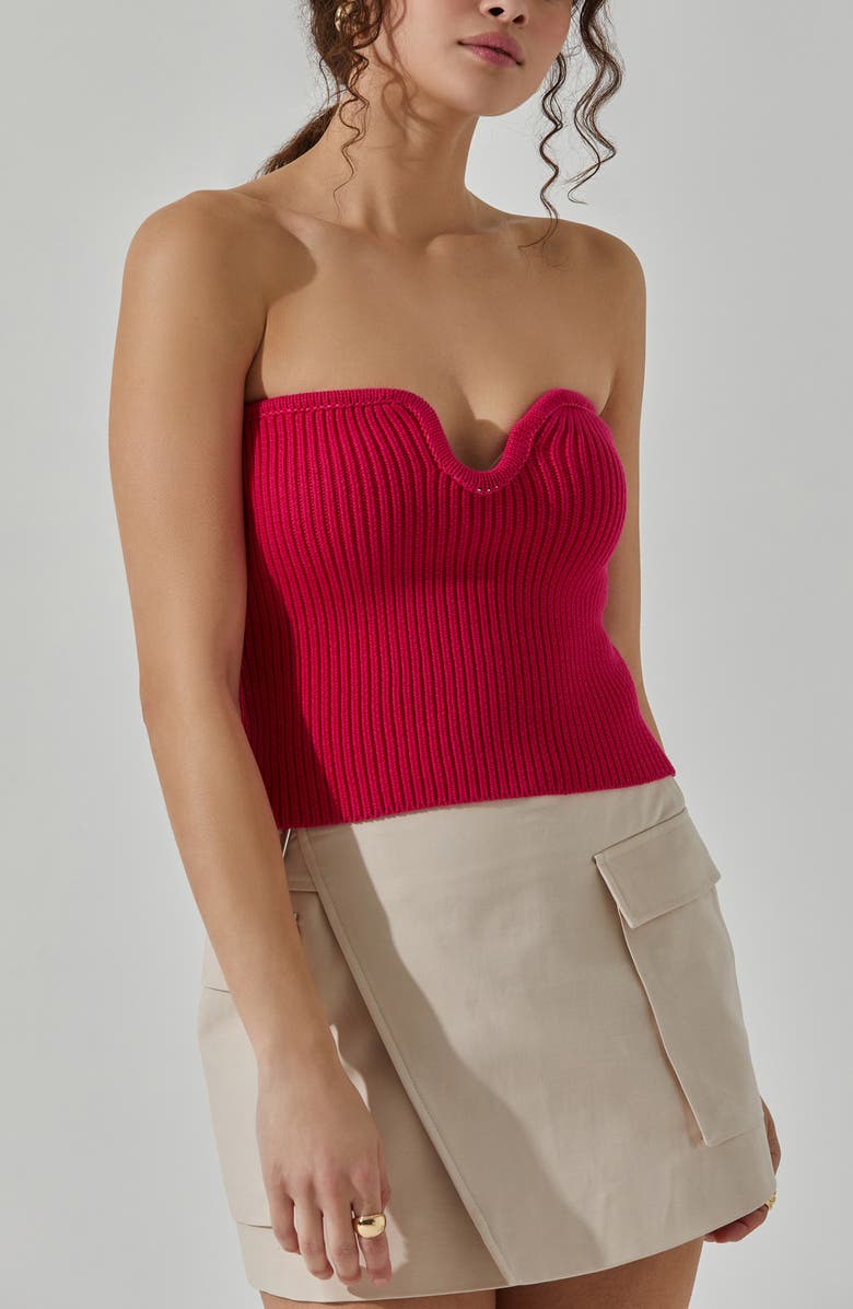 ASTR the Label Kailess Strapless Sweater, Alternate, color, Magenta
