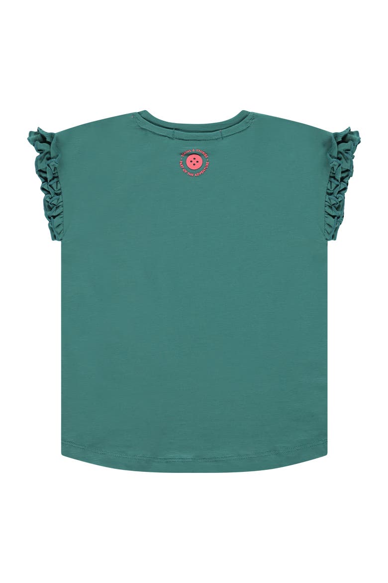 Ruffled Cap Sleeve T-Shirt, Alternate, color, Emerald