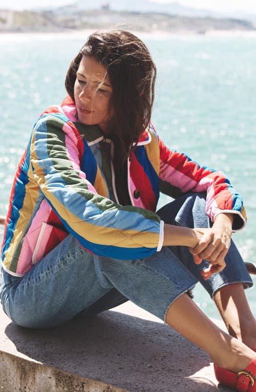 Boden Fitzrovia Stripe Quilted Jacket In Multi