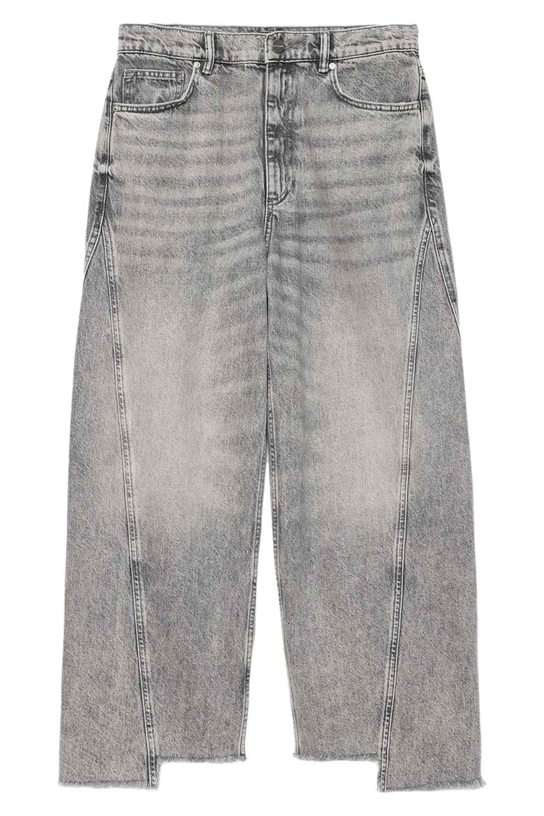 Fox High Waist Raw Hem Wide Leg Jeans, Alternate, color, WASHED GREY
