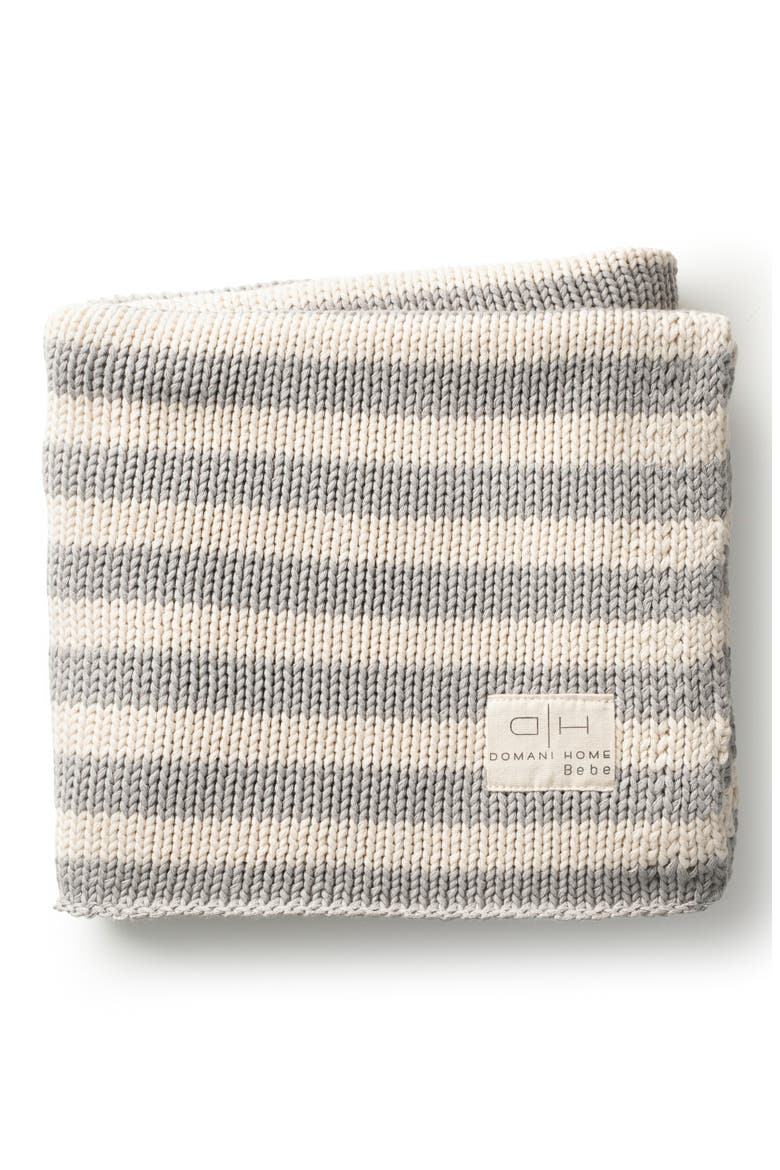Iconic Stripe Cotton Baby Blanket, Main, color, GRAY