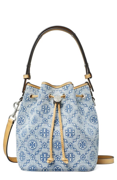 Mini T Monogram Denim Bucket Bag