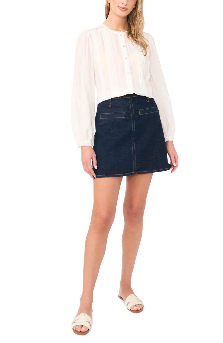 Vince Camuto Lace Pintuck Top, Alternate, color, Ultra White