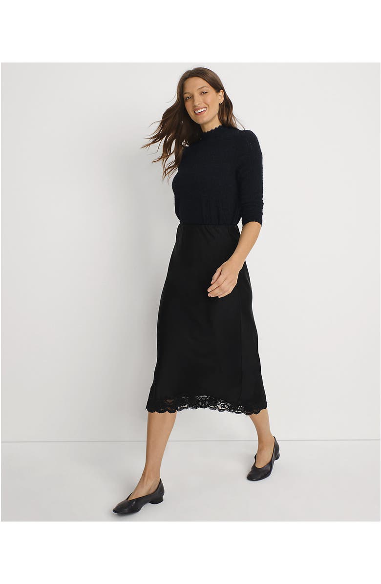 Lands' End Satin Lace Trim Midi Skirt, Alternate, color, 