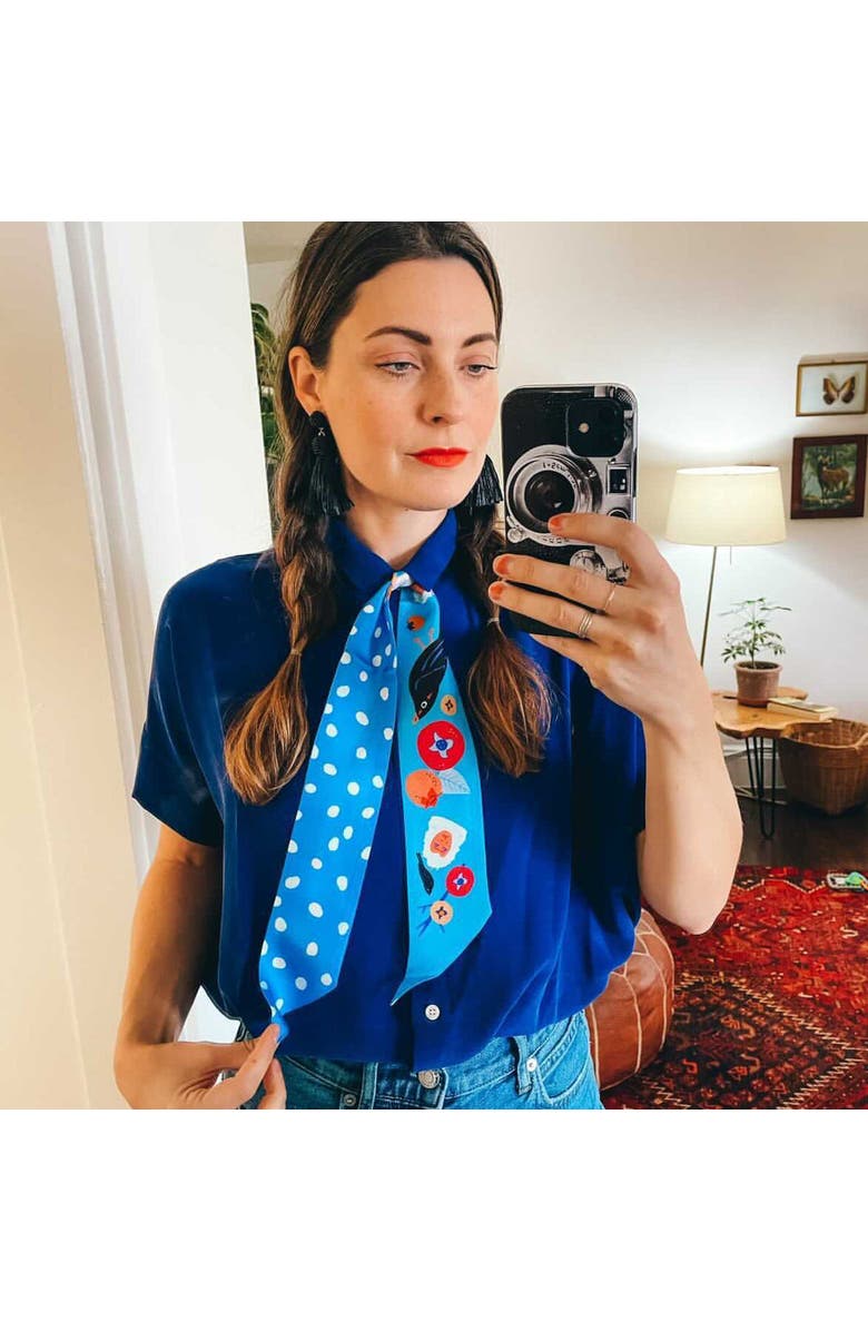 Centinelle Snow Monkey and Persimmons Twilly Ribbon Scarf, Alternate, color, Multicolor