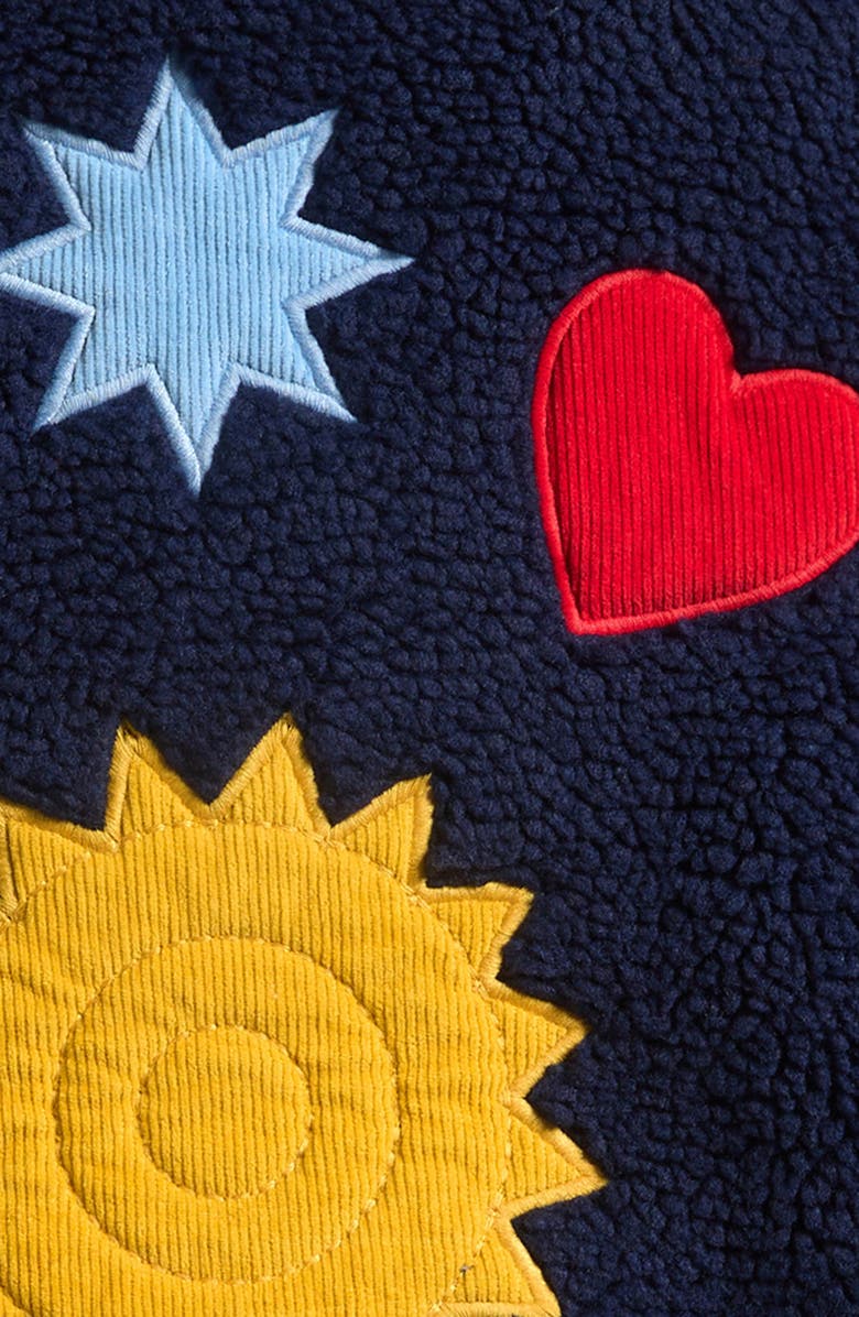 Mini Boden Kids' Eden Appliqué Textured Fleece Jacket, Alternate, color, Celestial Applique Shapes