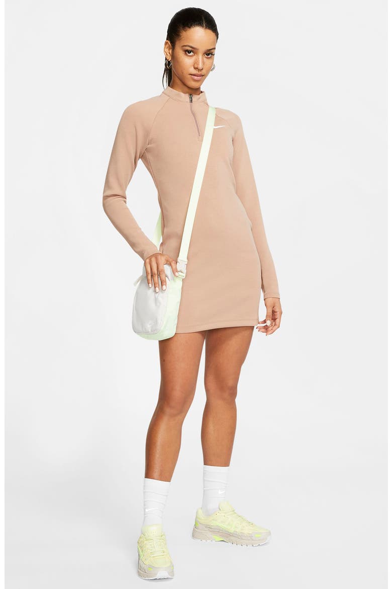 Sportswear Long Sleeve Minidress, Alternate, color, DESERT DUST/ WHITE