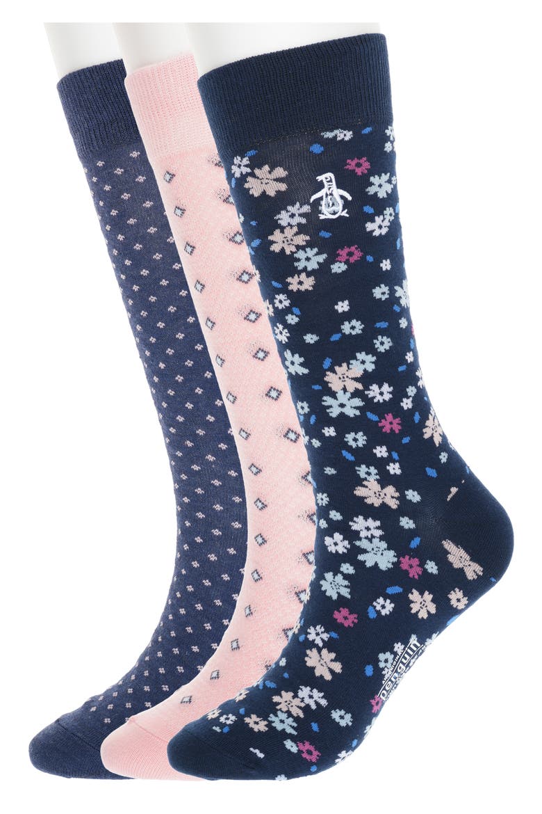 Doherty 3-Pack Assorted Crew Socks, Main, color, NAVY