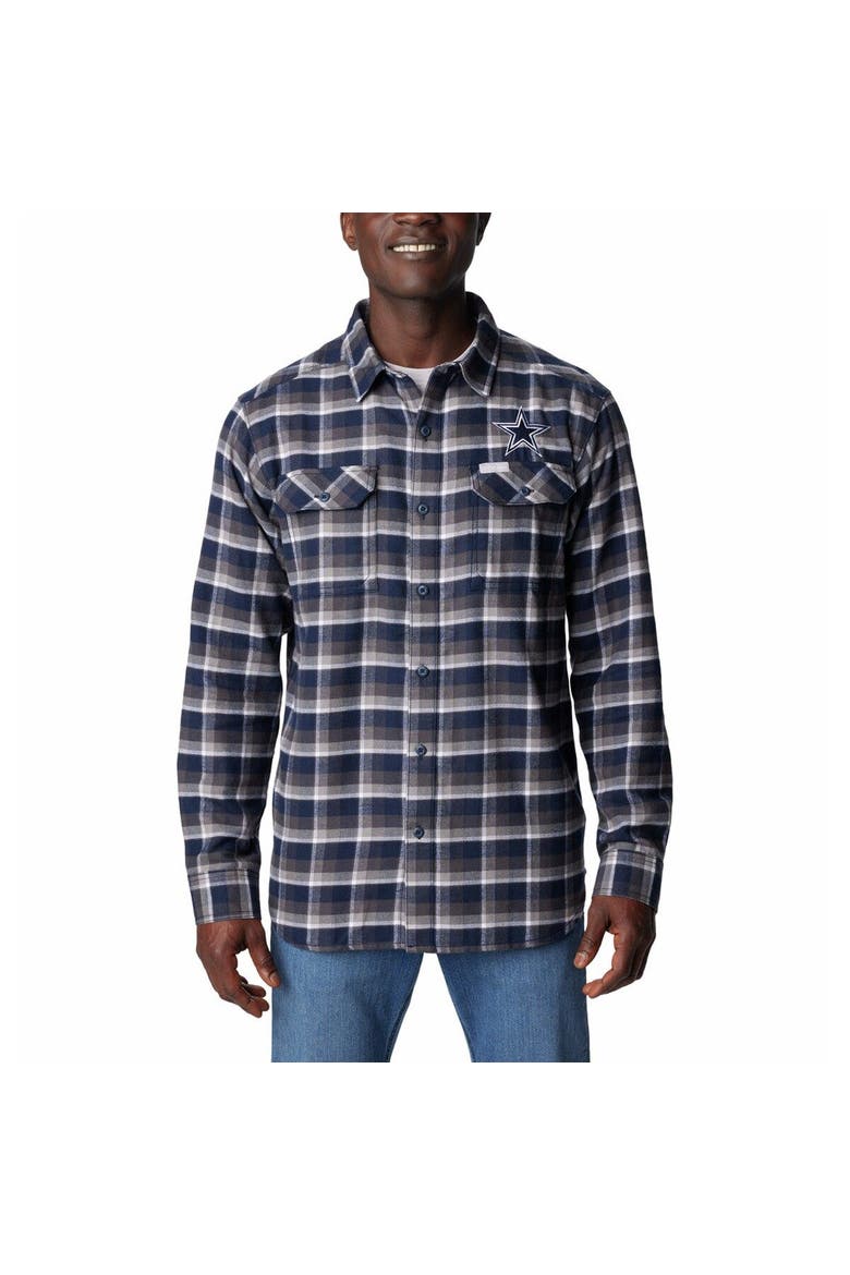 Men's Columbia Navy Dallas Cowboys Flare Gun Flannel Button-Up Shirt, Main, color, Navy