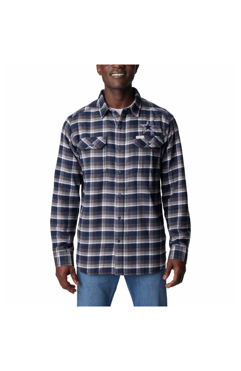 Columbia Men's Columbia Navy Dallas Cowboys Flare Gun Flannel Button-Up Shirt, Main, color, Navy