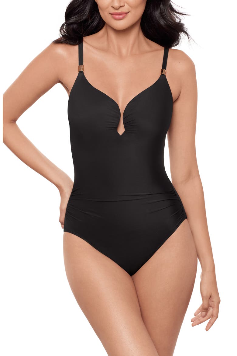 Razzle Dazzle Antheia Underwire One-Piece Swimsuit, Main, color, BLACK