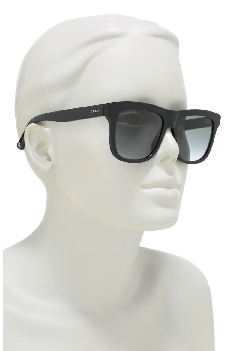 56mm Square Sunglasses, Alternate, color, BLACK BLACK SILVER