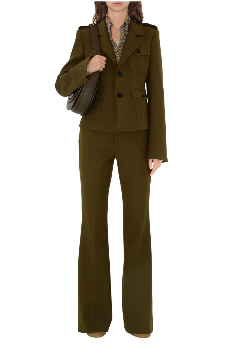 Burberry Nylon Wool Blend Tailored Trousers, Main, color, Furrow