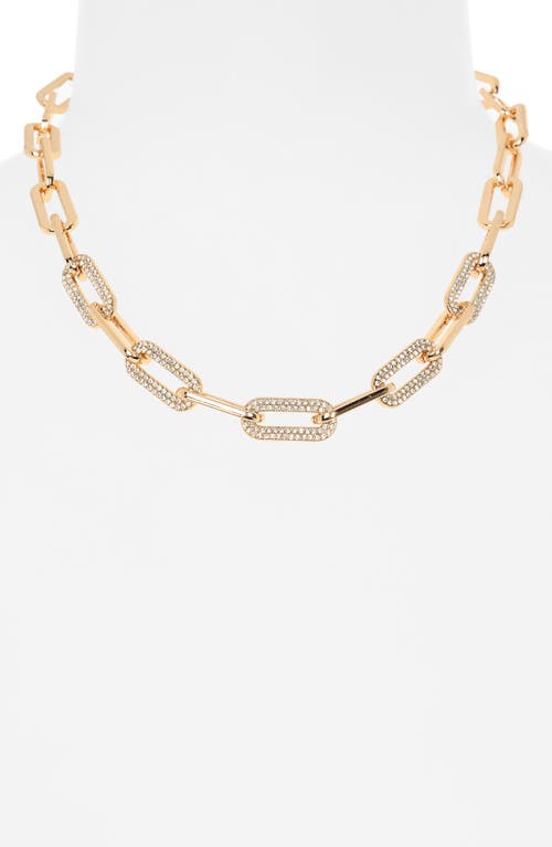 Nordstrom Rack Pavé Crystal Paper Clip Chain Necklace In Gold