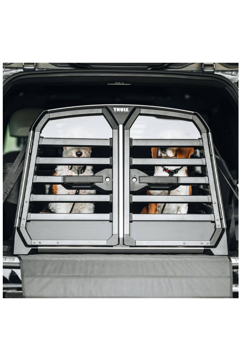 Allax Double Medium Dog Travel Crate, Alternate, color, BLACK/ SILVER