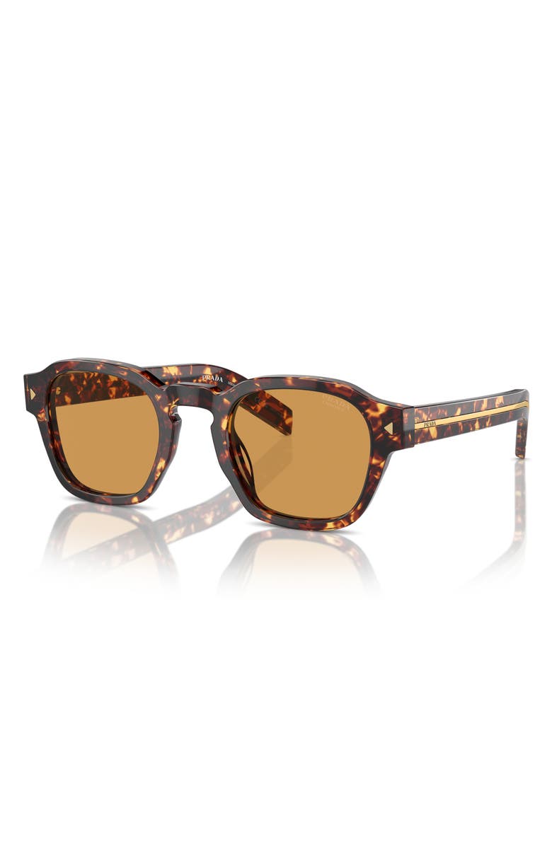 Prada 49mm Round Phantos Sunglasses, Alternate, color, Tortoise