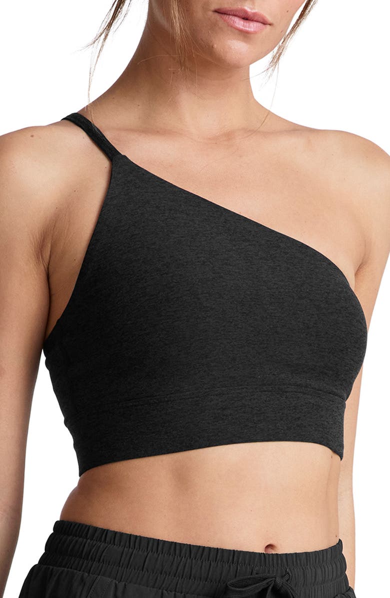 Beyond Yoga Space Dye One Shoulder Longline Sports Bra, Alternate, color, Darkest Night
