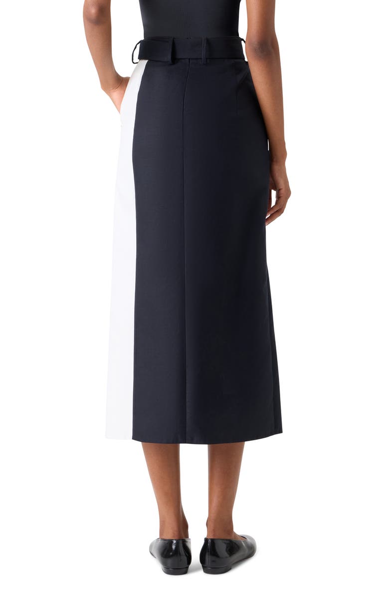Akris Cloud Cotton & Silk Blend Midi Skirt, Alternate, color, Black-Ecru
