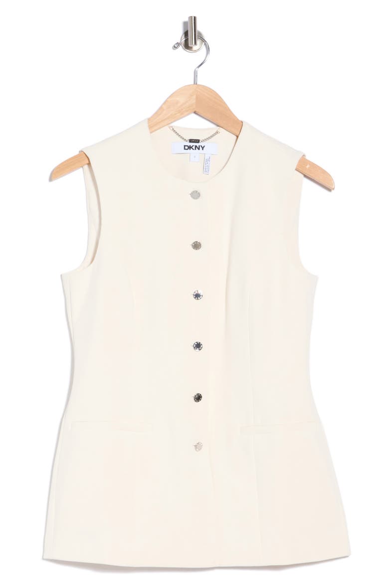 Textured Crepe Vest, Alternate, color, COCONUT