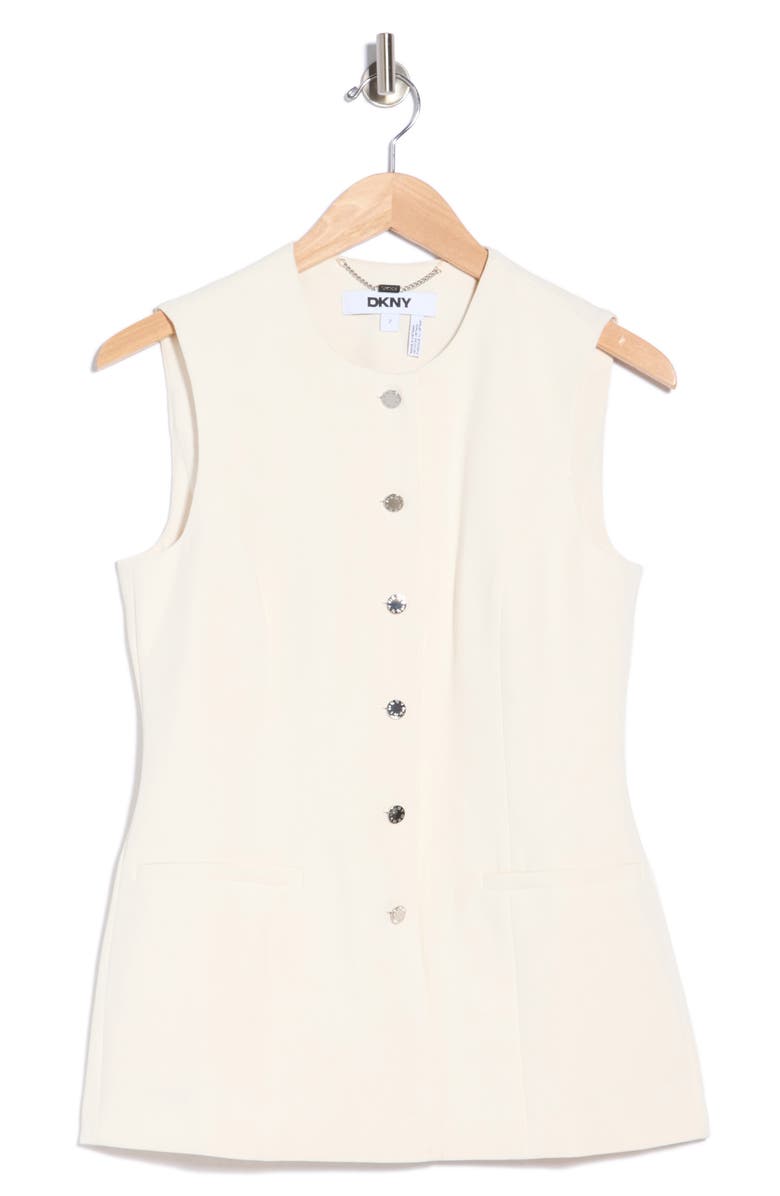 DKNY Textured Crepe Vest, Alternate, color, Coconut