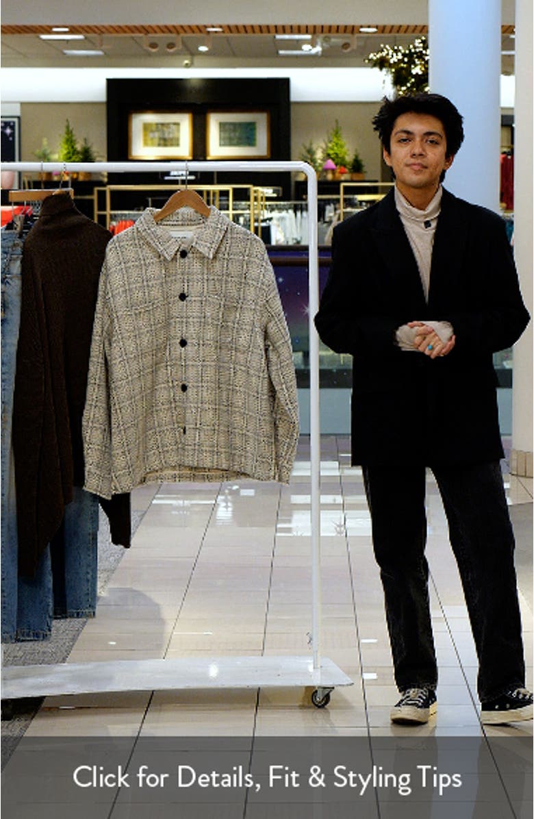 Windowpane Wool Blend Flannel Button-Up Shirt Jacket, sales video thumbnail