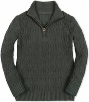 Hope & Henry Kids' Organic Cable Knit Half Zip Sweater
