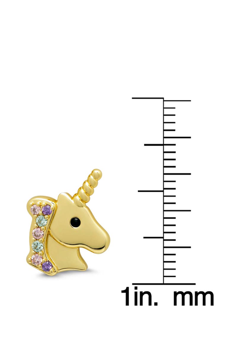 Kids' Pavé Cubic Zirconia Unicorn Stud Earrings, Alternate, color, GOLD