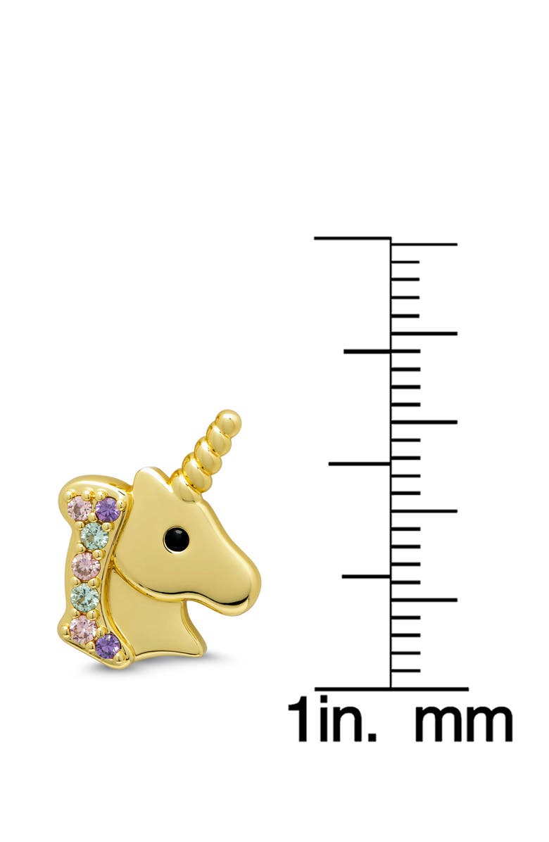 Lily Nily Kids' Pavé Cubic Zirconia Unicorn Stud Earrings, Alternate, color, Gold