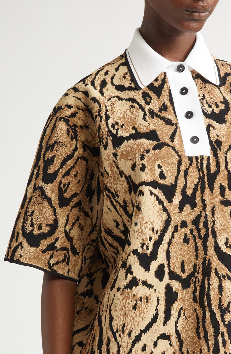 Stella McCartney Cloud Leopard Polo Sweater, Alternate, color, Beige Multicolor