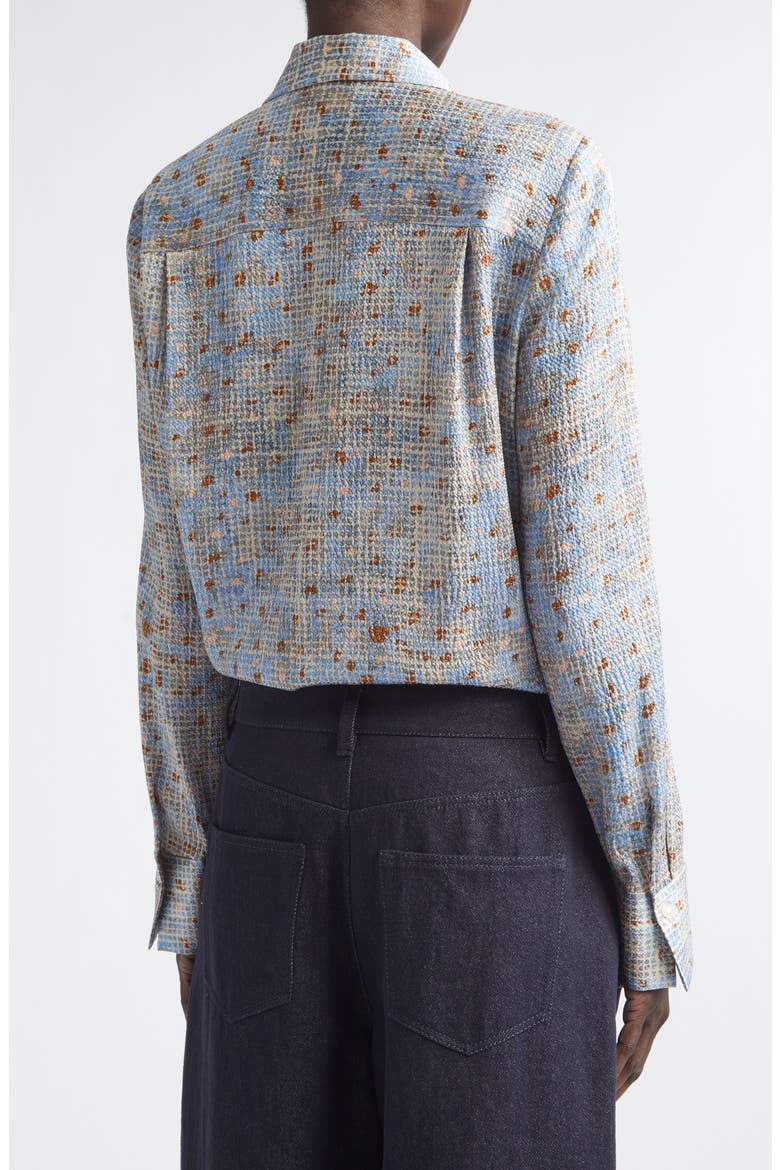 Scottie Stretch Silk Button-Up Shirt, Alternate, color, BLUE OASIS MULTI