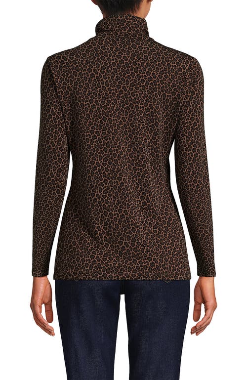 Lands' End Lightweight Jersey Skimming Long Sleeve Turtleneck In Brown