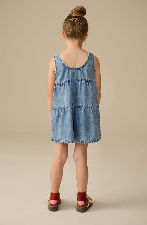 Next Kids' Tiered Denim Romper In Blue