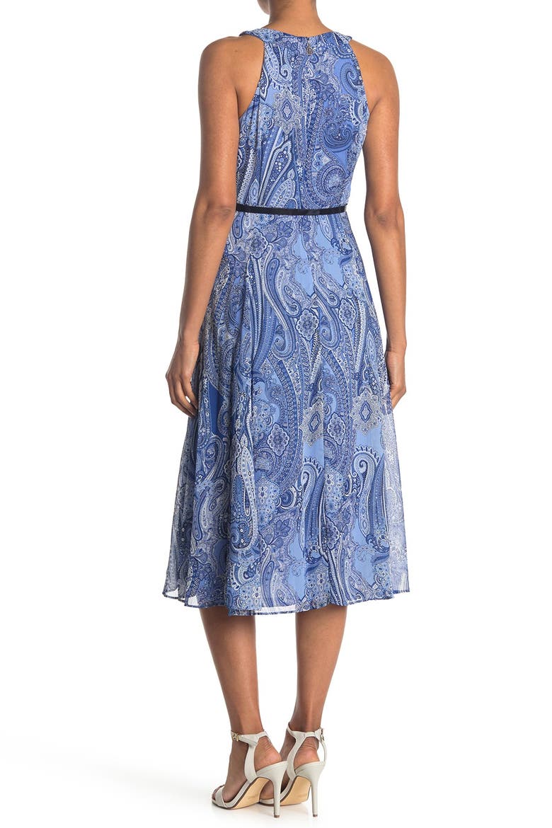 Paisley Halter Neck Chiffon Midi Dress, Alternate, color, BAY BLUE MULTI