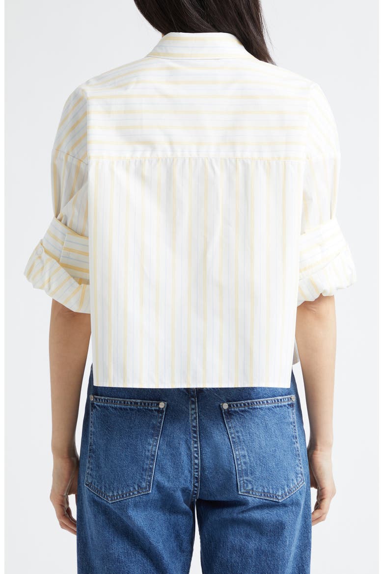 Next Ex Stripe Button Front Shirt, Alternate, color, IVORY / YELLOW / BLUE
