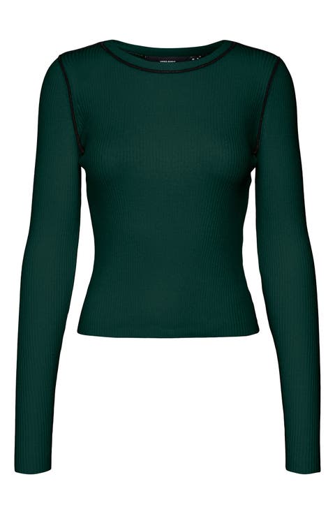Kara Contrast Piping Long Sleeve Sweater Top