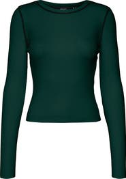 VERO MODA Kara Contrast Piping Long Sleeve Sweater Top