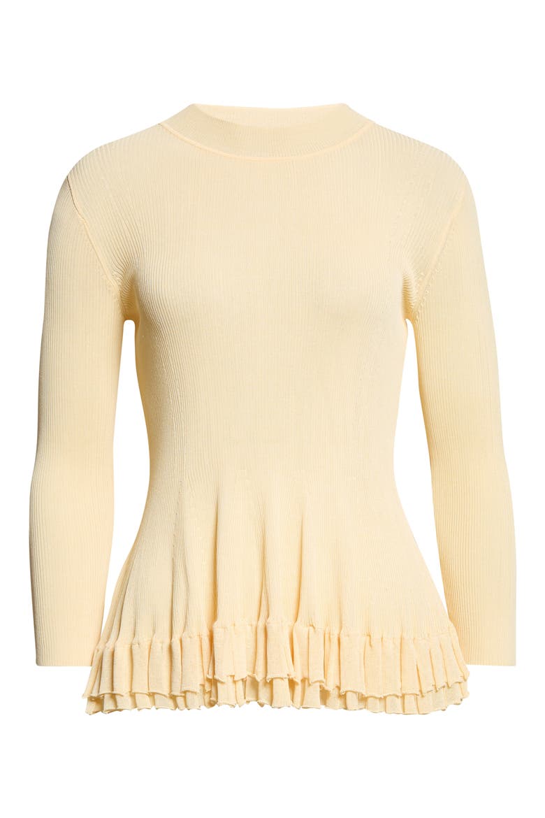 Garrett Peplum Ruffle Hem Mock Neck Top, Main, color, CREAM