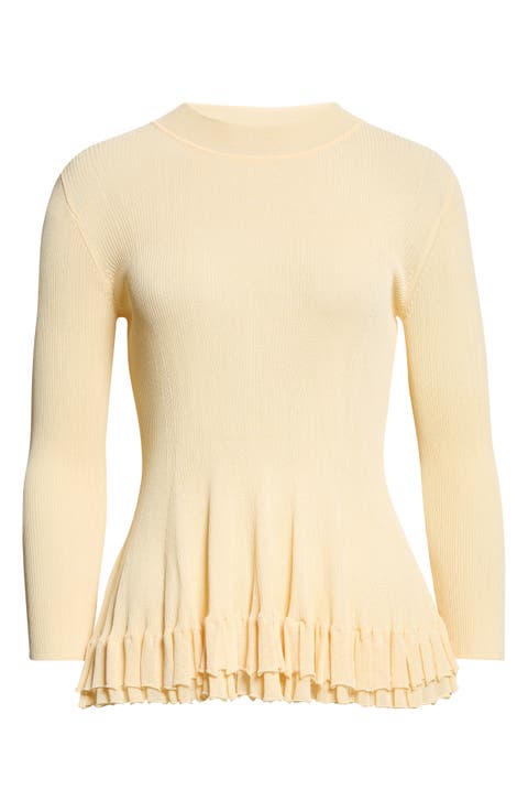Garrett Peplum Ruffle Hem Mock Neck Top