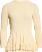 ASHLYN Garrett Peplum Ruffle Hem Mock Neck Top