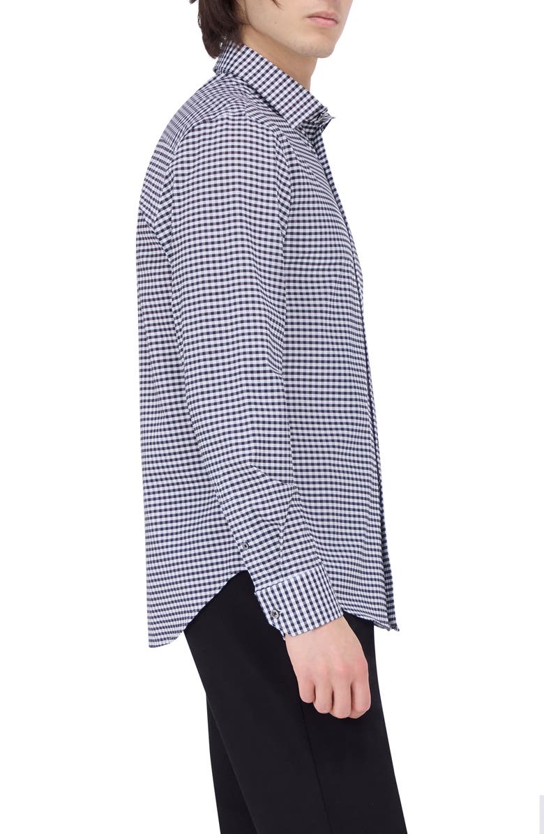Bugatchi James OoohCotton<sup>®</sup> Gingham Button-Up Shirt, Alternate, color, Black