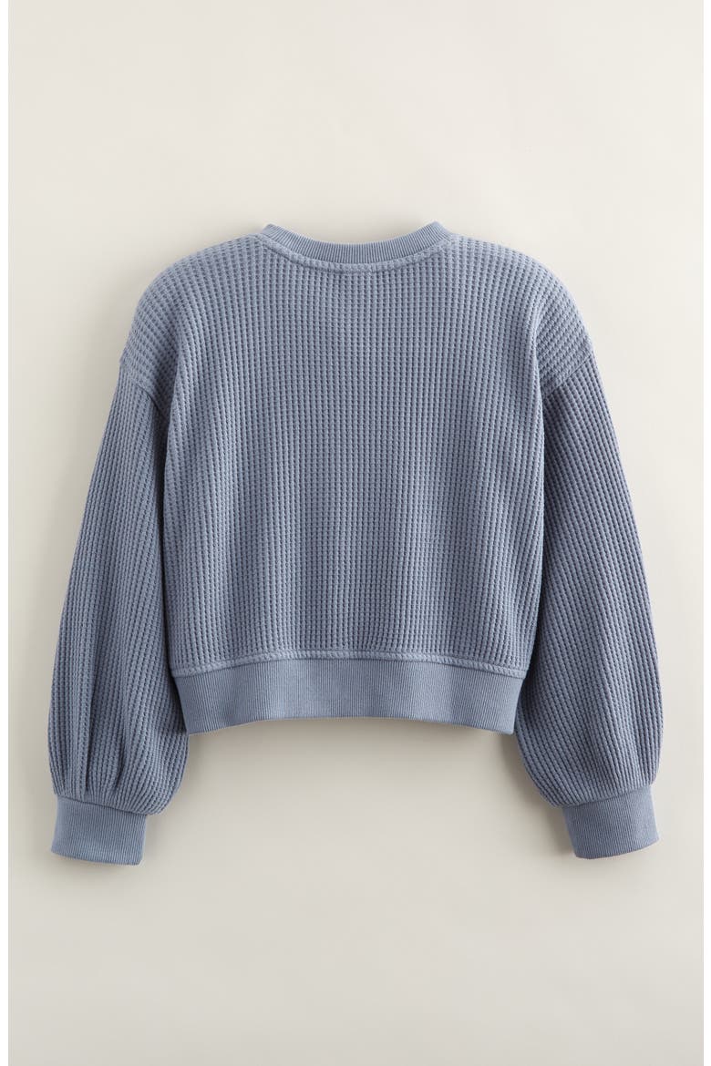 Kids' Cozy Waffle Sweatshirt, Alternate, color, BLUE CHIP