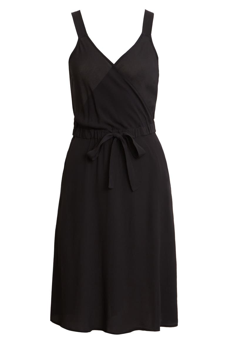 Sleeveless Tie Waist Dress, Main, color, BLACK